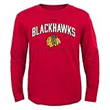 NHL Chicago Blackhawks Boys 8-20 Arched Standard Long Sleeve Tee, Red, X-Large