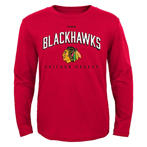 NHL Chicago Blackhawks Boys 8-20 Arched Standard Long Sleeve Tee, Red, X-Large