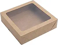 20 Caixas de Papel Com Visor 15x15x4 Embalagem Presente Unidades Kraft