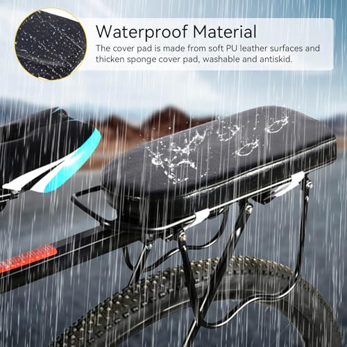 Almofada de assento traseiro de bicicleta, selim traseiro de poliuretano preto, confortável, assento