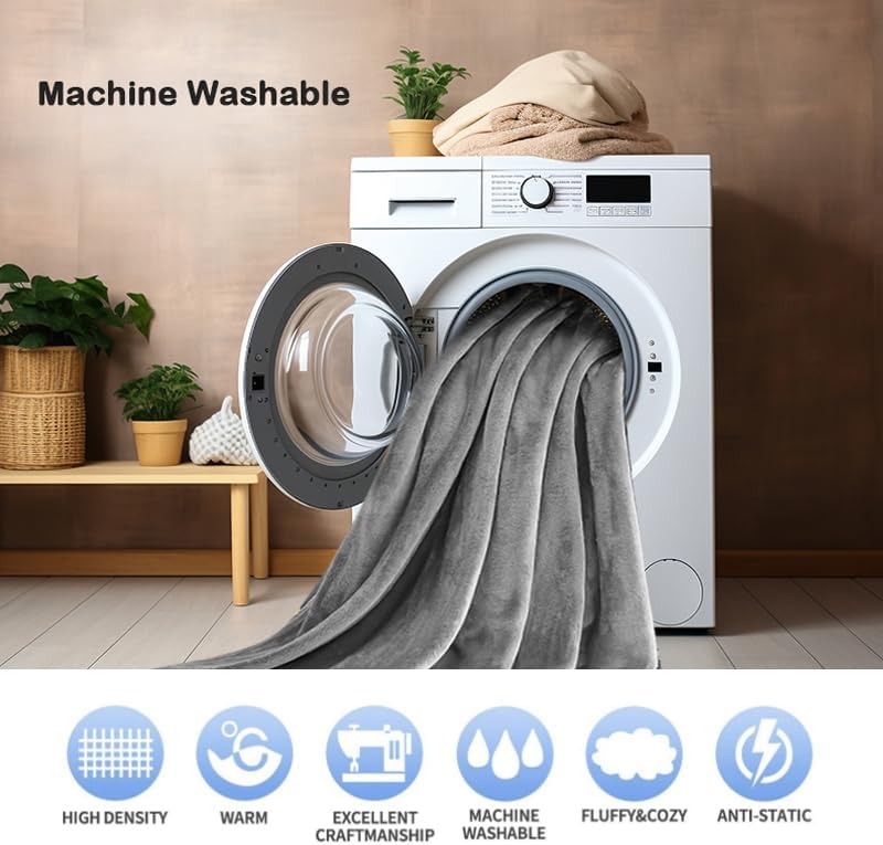 Miniatura 5 de Manta de tamaño individual de 60 x 80 pulgadas, manta de forro polar suave y ligera para sofá, cama, manta acogedora de microfibra de 300 GSM, color