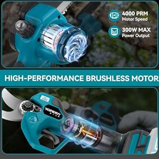 Yofidra 4 en 1 elagueuse batterie & Élagueuse sur perche sans fil - Sécateur sans balais 25 mm, mini-tronçonneuse 6", perche télescopique de 200 cm, angle réglable à 180°, 2 batteries 3,0 Ah