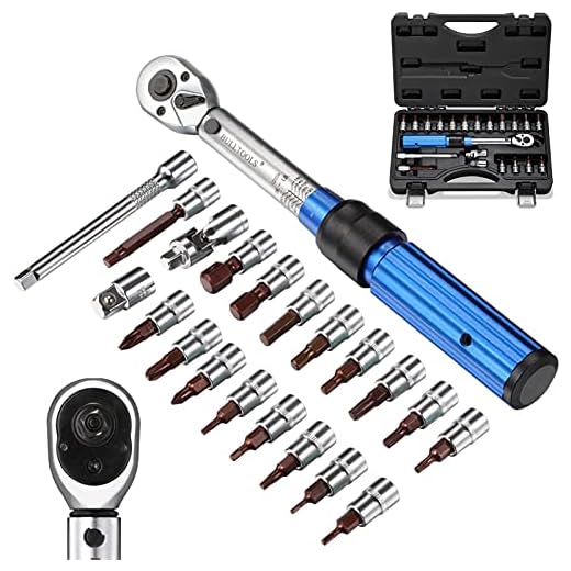 BULLTOOLS 1/4-inch Drive Click Torque Wrench Set Dual-Direction Adjustable 90-tooth Torque Wrench with Buckle (20-200in.lb / 2.26-22.6Nm)