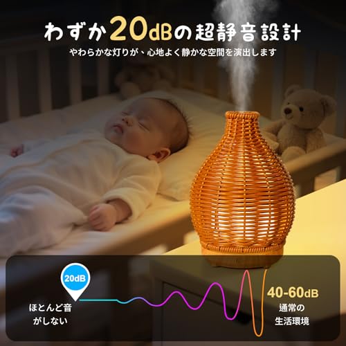 ラブホーム美家 加湿器 アロマディフューザー 籐風デザイン