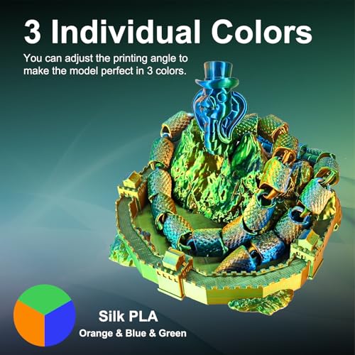 Image of ERYONE Silk Tri Color PLA Filament 3D Printer 1.75mm + /- 0.03mm, Multicolor Filament Tricolor PLA 1KG(2.2lbs) Cardboard Spool, Orange Blue Green