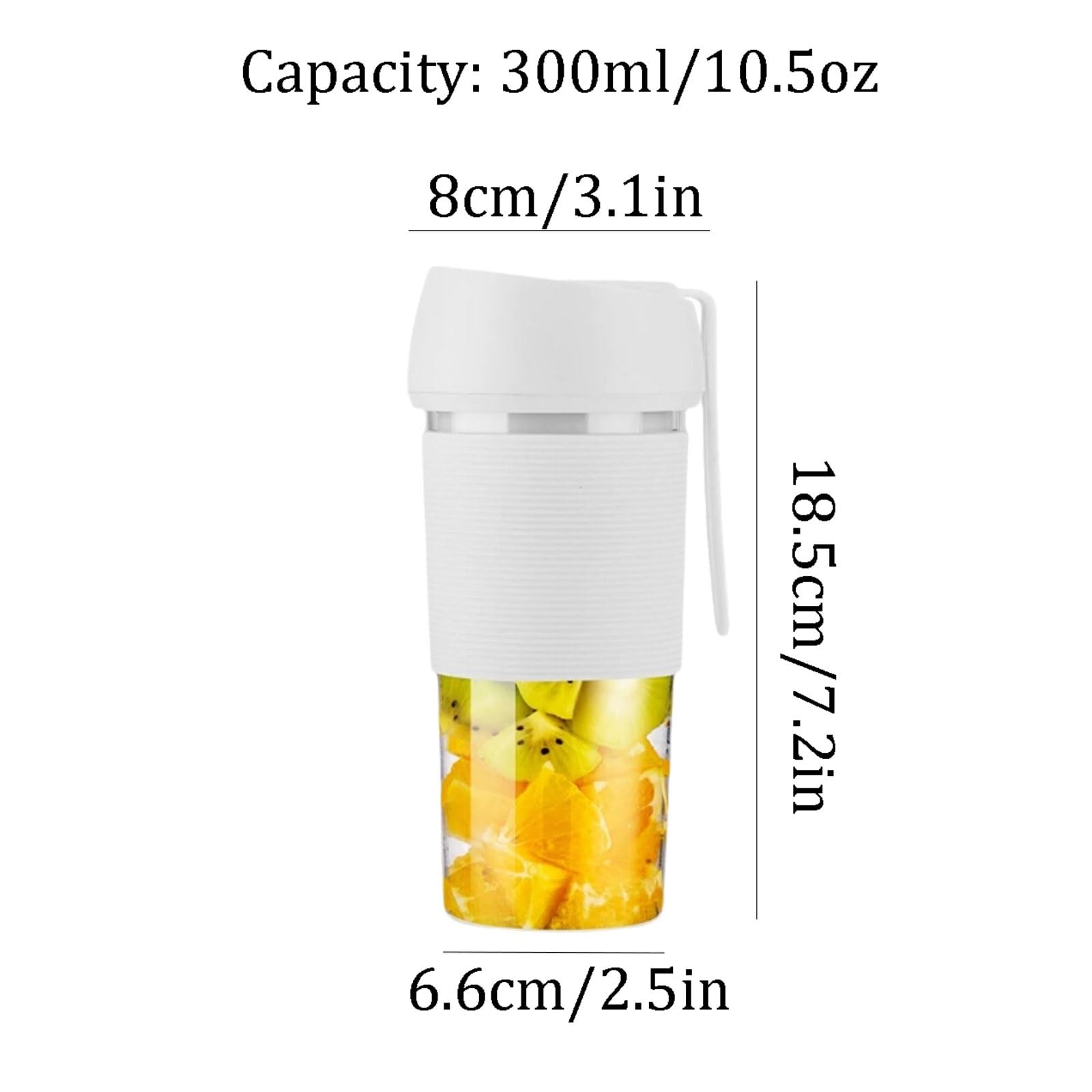 Bezprzewodowy szklany przenośny blender 4 ostrza małe blendery kubek USB osobisty rozmiar blender do kuchni biura podróży siłowni 300 ml/297.7 g wydajny (Gr n)