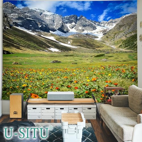 U-SITU タペストリー 壁掛け 壁飾り インテリア 雰囲気転換 青空 山 草原 布ポスター(サイズ：丈100cm x 幅150cm)カラー：GT1493B [2]