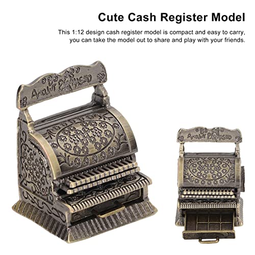 1:12 Móveis em miniatura para casa de bonecas Vintage Metal Mini caixa registradora Modelo Artesanat