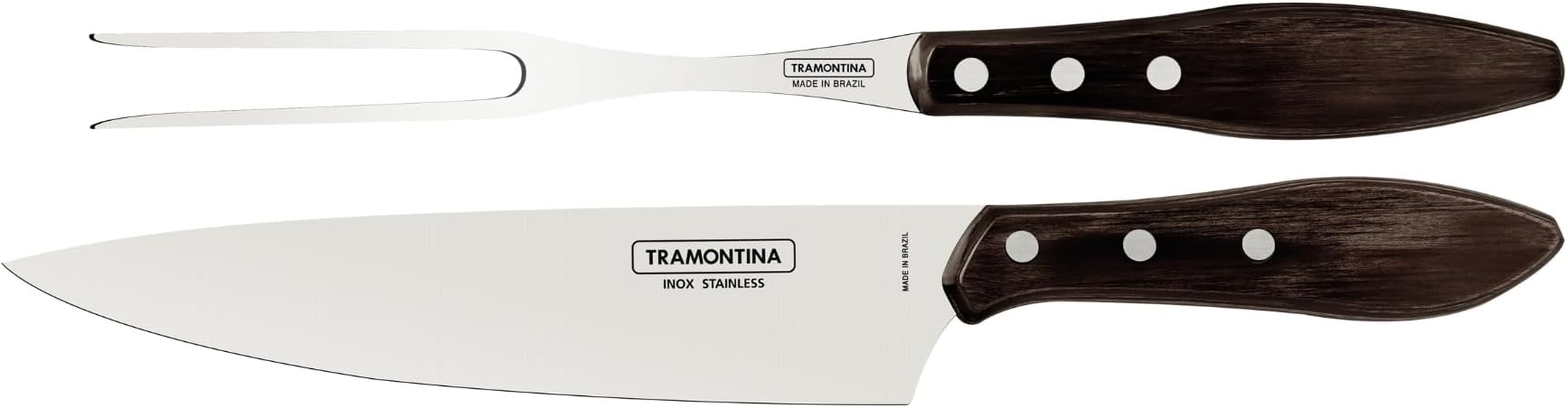 TramontinaChurrasco Carving Set, 2 Piece Brown Gift Boxed, Stainless Steel, Medium
