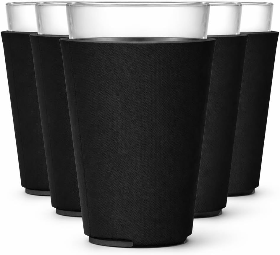TahoeBay Blank Pint Glass Sleeves, Beer Coolers, 6-Pack, Black