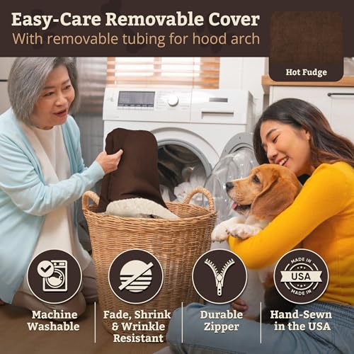 Image of Snoozer Rectangle Cozy Cave Dog Bed, Hooded Dog Bed, Hot Fudge (XL)