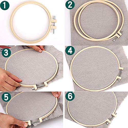 image for BigOtters 6PCS Embroidery Hoops, Bamboo Circle Cross Stitch Hoop Ring 