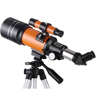 Telescope 70Mm Aperture 300Mm, Telescope for Kids & Adults Astronomical Portable Telescopes Az Mount, with Tripod, Carrying Bag/Yellow/with Backpack (Yellow Stand) (Yellow with Ph Holder)