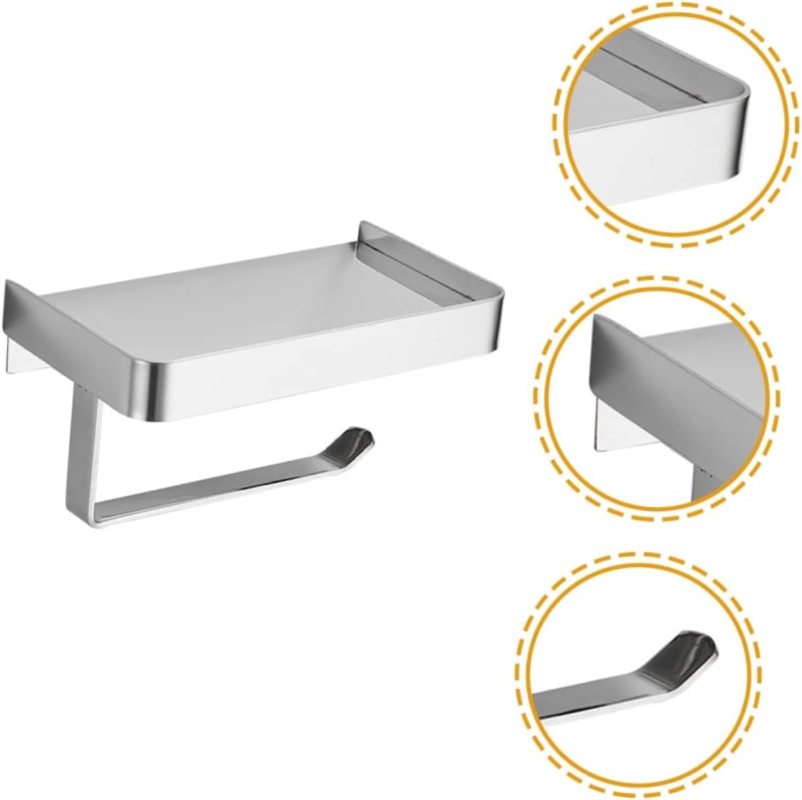 Stainless Steel Wall - Mounted Toilet Paper Holder with Shelf - Practical Bathroom Accessory