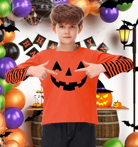 Image of Remimi Unisex Kids Christmas Long Sleeve Shirt Xmas Print Stripe Shirts 2-12 Years