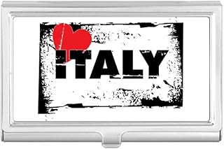 I Love Italy Word Love Heart Rectangle Business Card Holder Case Pocket Box Wallet