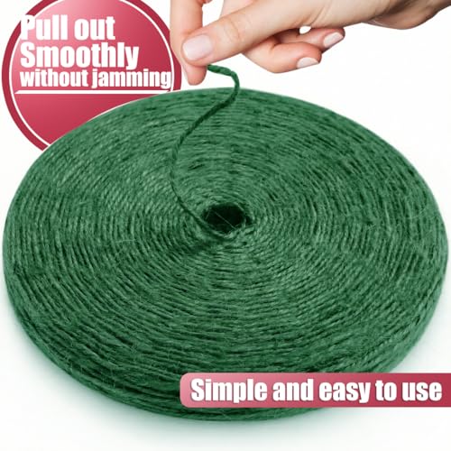 Image of SMART&CASUAL 2mm Natural Jute Twine String Thin for Craft Plant Garden Gift Wrapping Christmas Handmade Art Decoration Packing String Home Art Decoration (Leaf Green) (328 Ft (100M))