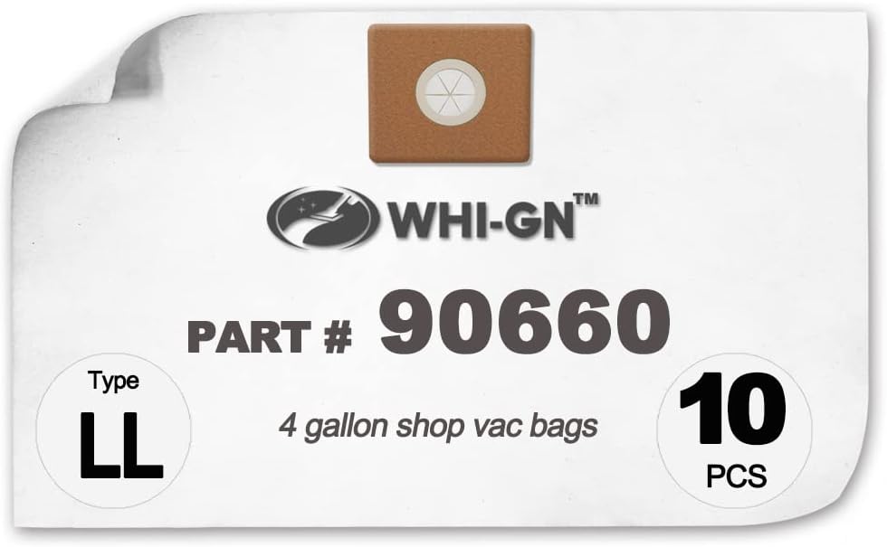 90660 All-around EZ Collection Bags Type LL, part # 9066000, compatible with Shop Vac 4 Gallon Vacuums (10 Pack)