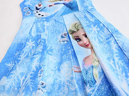 Wyyxxt Little Girls Princess Dress Little Kids Summer Cartoon Print Casual Shirtdress (Blue,7 Years) #TOP4