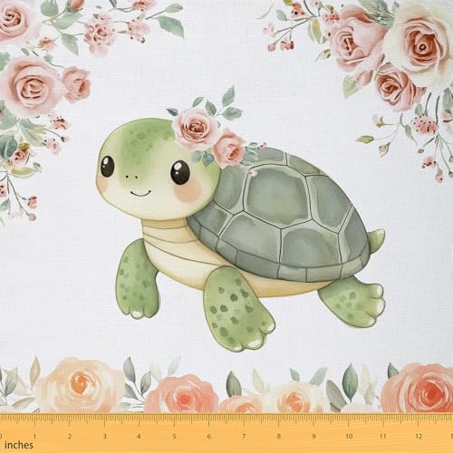 Erosebridal Cartoon Turtle Fabric by The Yard,Reptile Tortoise Coastal Creature