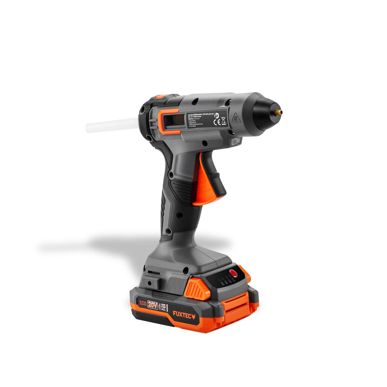 FUXTEC 20V Akku HeißklebepistoleC FX-E1GG20-SET inkl. Akku und Ladegerät, Klebepistole für 11mm Klebesticks, automatische Abschaltung, starke Klebeleistung für Holz/Textilien/Keramik/Leder uvm.
