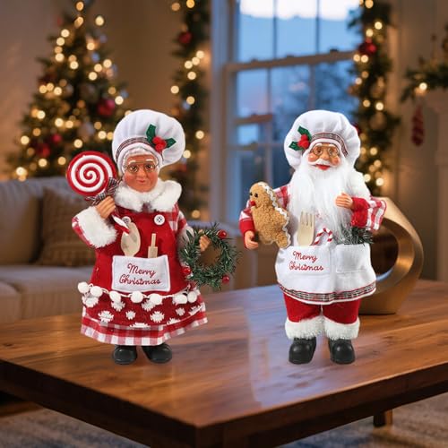 Figurines de Noël Père Noël chef cuisinier debout pour décoration de table