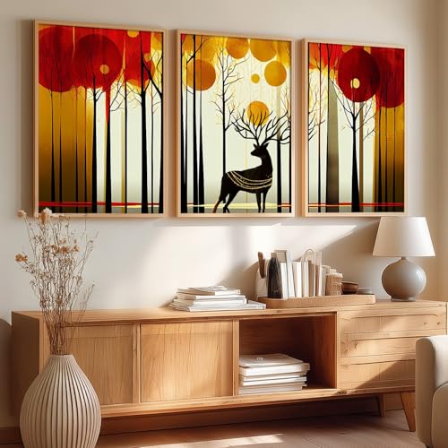 Image of kotart Paintings Modern Art Wall Decor Framed Wall Painting for Living Room, Bedroom - Framed Wall Decor Paintings with Frame - Painting for Wall Decoration Set of 3-D (Art 5, 19x25 inch)