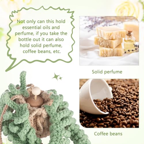 Image of Cute Crochet Plant for Car 12ml Diffuser Bottle,Green,Fern