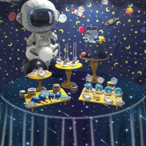 Nappe de l'Espace protégeant la table ronde d'anniversaire Galaxy - 7