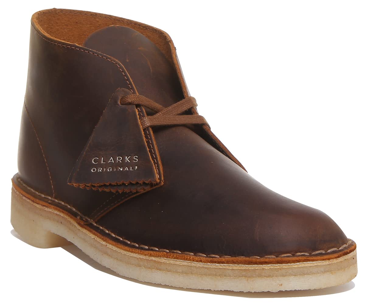 Clarks Para Homem. 26155484 Botas De Couro Do Deserto Castanhas (40), Marrom, Plano, CordãO, Casual-image