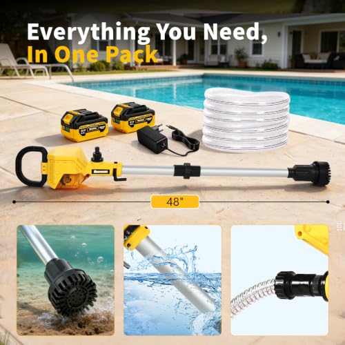 Cordless Stick Water Transfer Pump, 21V 2×4.0Ah Battery & Fast Charger, 770GPH 35FT Head, 16.4FT Hose with Storage Pouch 3/4" Outlet, Brushless Portable Pump for Pool RV Boat Hot Tub Farm Drainage by Seeossn - Used condition - Image 7