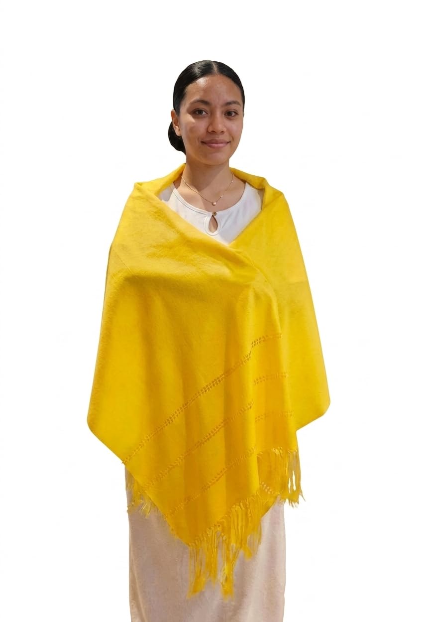 ALKIMIA INC Mexican Handmade Fiesta Rebozo Shawl (Yellow, Xlarge)