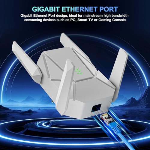Image of WiFi Extender, 2026 15X Fastest WiFi 6 Booster AX1800 Dual Band (5.8 /2.4GHz) 17,999 sq.ft Long Range and 135+ Devices, WiFi Extender Signal Booster for Home with Ethernet Port (White)