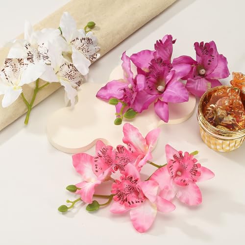 Fleur artificielle orchidée imperméable pour centre de table sans flétrissement - 7