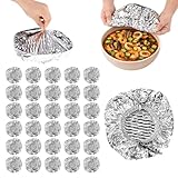 30uds Reutilizables Lámina Aluminio Tapa Alimentos, Premium Plegables Cubierta Alimentos Universales Cocina Tapas Protectoras de Calor para Tazones Platos y Recipientes (Plateadas)