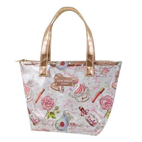 BOLSA PARA PASSEIO COM ALÇA PARA OMBRO TRANSPARENTE METALIZADA PEQUENA COM ZÍPER JACKI DESIGN DOURAD