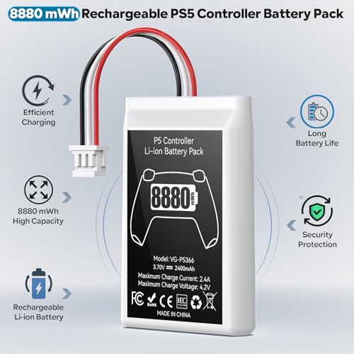 Image of Kosker PS5 Controller Battery Replacement Kit Compatible with PlayStation 5 Original Controller, 8880mWh High Capacity PS5 Controller Battery with Extra Repair Tools Kit for Extended Gaming, 2 Packs