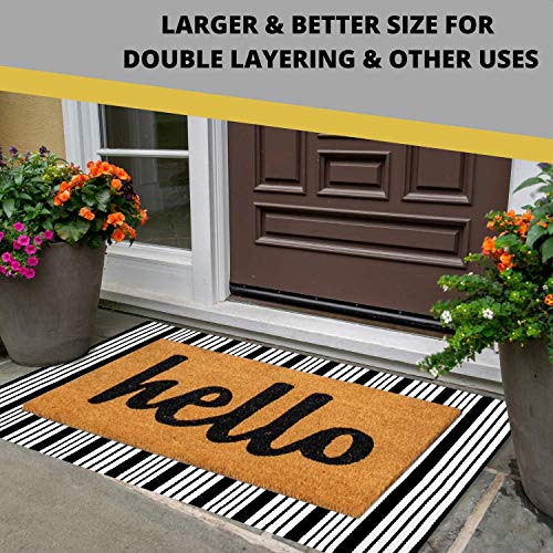 EARTHALL Black and White Striped Rug 27.5 x 43 Inches Cotton Hand-Woven Reversible Foldable Washable Outdoor Rug Stripe for Layered Door Mats Porch/Front Door (Riviera Stripe)