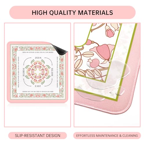YAQUHO Mahjong Mat - 33"x33" Non-Slip Noise Reduction Gaming Mat for Table, 3mm Thickened Multi Purpose Mahjong Tablecloth with Carrying Bag, for Mahjong, Poker, Board Tile Games, Dominoes, Pink by YAQUHO - Used condition - Image 5