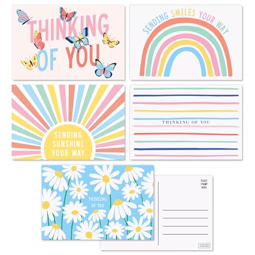Sweetzer & Orange Thinking of You Postcards Pack (60 cards) 4x6 Postcards for Kids and Adults. Assorted Blank Flyers, Sympathy coupons, Greeting Sheets. 300gsm Note papers.