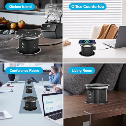 Pop Up Outlet for Countertop with 15W Wireless Charger & Mobile App Control by HReleskt - Used condition - Image 7
