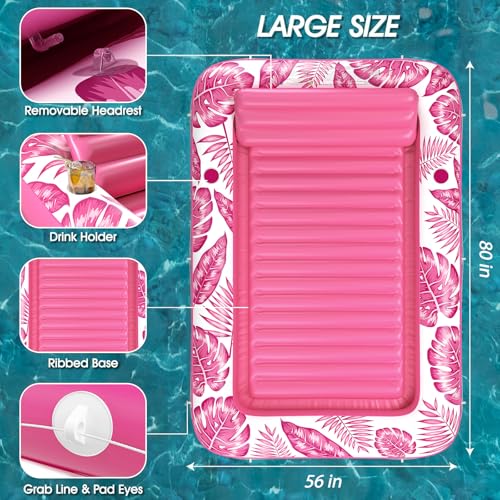 Image of Inflatable Tanning Pool Lounger Float - Jasonwell 4 in 1 Sun Tan Tub Sunbathing Pool Lounge Raft Floatie Toys Water Filled Tanning Bed Mat Pad for Adult Blow Up Kiddie Pools Kids Ball Pit (Rose,XL)