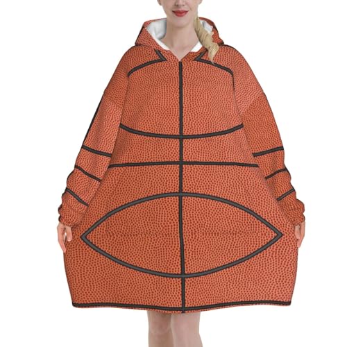 Couverture à capuche femme sweat pull oversize motif basketball flanelle
