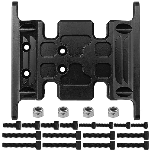 Vgoohobby Aluminum Center Transmission Skid Plate Mount Gearbox Mount Base Compatible with Axial SCX10 1/10 RC Rock Crawler Car (Black)