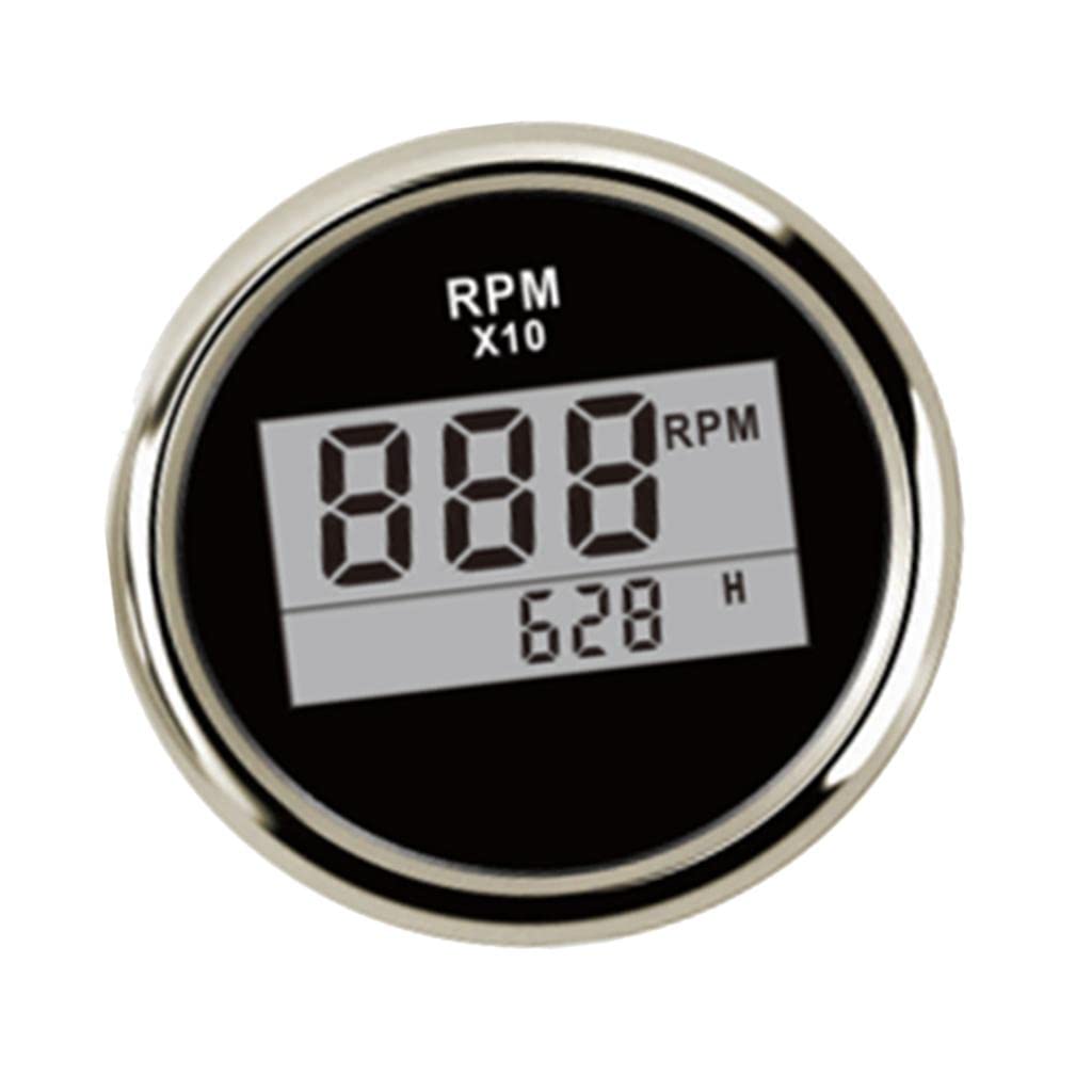Losa 52Mm 2 Digital Display Tachometer Gauge For Marine Boat Black Chrome"-image-29