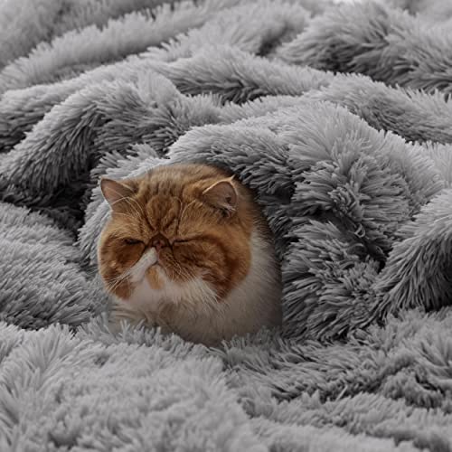 Bedsure Fluffy Faux Fur Light Grey Throw Blanket – Fuzzy, Cozy, And Shaggy Faux Fur, Soft And Thick Sherpa, Cozy Warm Decorative Gift, Throw Blankets For Couch, Sofa, Bed, 50X60 Inches, 640 Gsm #TOP4