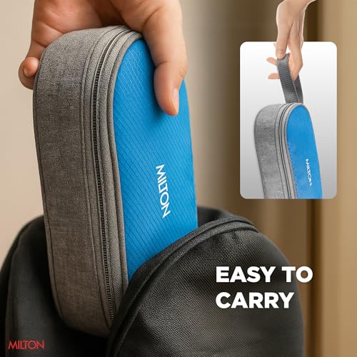 Image of MILTON Plato Pack Small Stainless Steel Lunch Box (2 X 340 ml containers) with Jacket | Leak Proof, Food Grade I Lightweight, Odour Proof | 1 Year Warranty I Ideal for Office, School, Travel, Blue