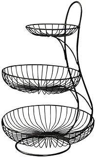 Cabilock Czarny Metalowy Blat Drutu Kosz Do Przechowywania Owoców 3- Tier Pulpit Owoce Miska Stojak Uchwyt Przechowywanie Warzyw Umywalka Do Kuchni