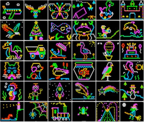 Starter Pack #1- Template Pattern Paper Refill Sheets for Lite Brite Ultimate Classic - (36 Pack - 7x8)
