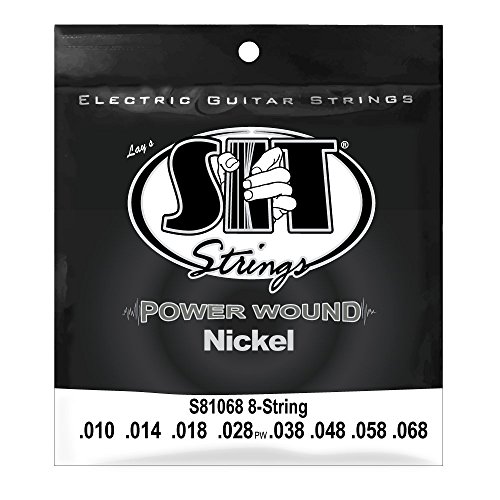 SIT Strings Power Wound Nickel Electric Guitar Strings (S.I.T.), 8-String Medium Light 10-68, S81068, 8-String Med Lt (10-68)